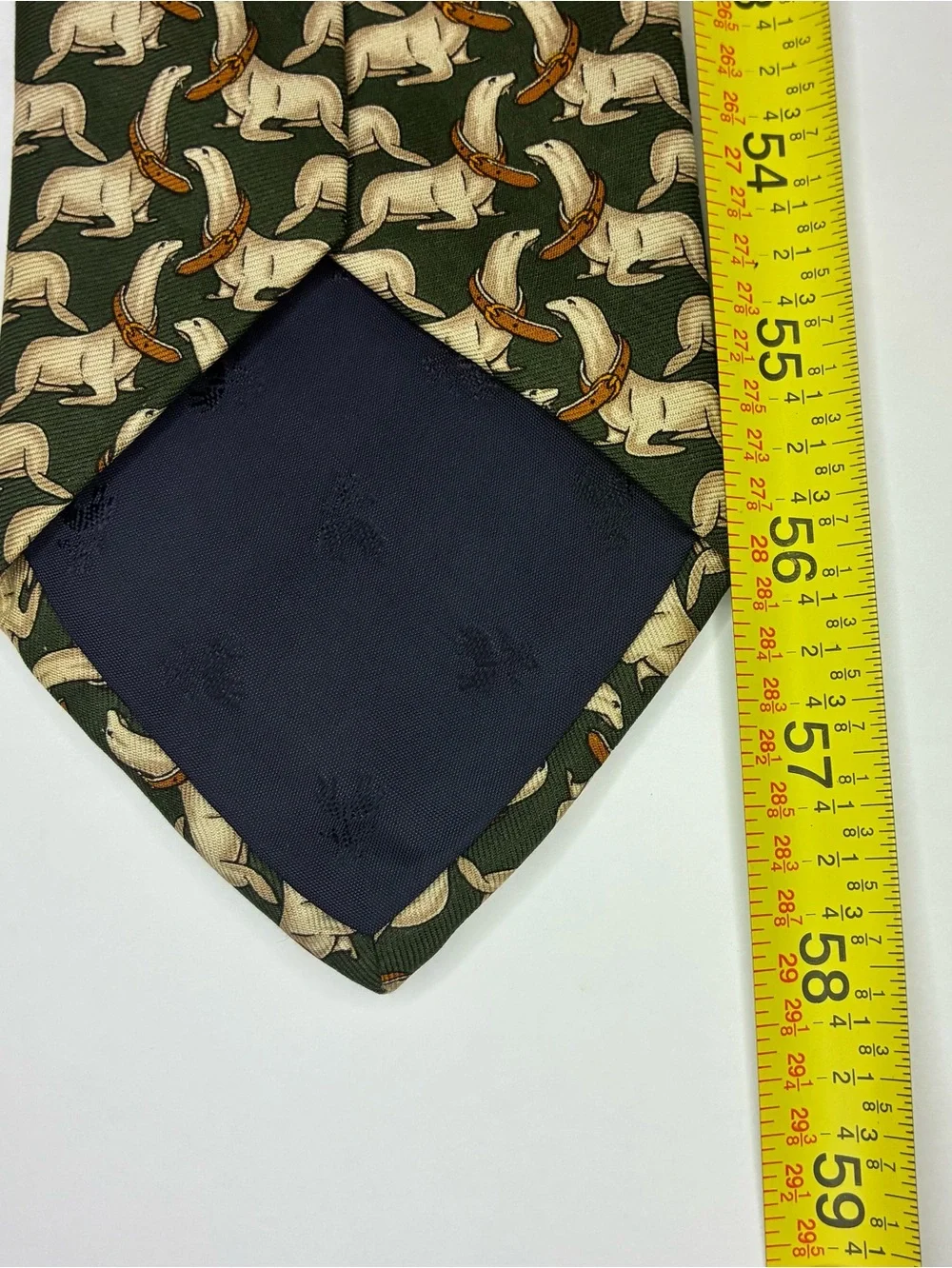 Brooks Brothers Makers Silk Tie Vintage Green Sea Lion Seal Animal Print Preppy